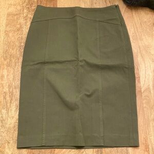 Banana Republic knee length pencil skirt in olive green, size 6